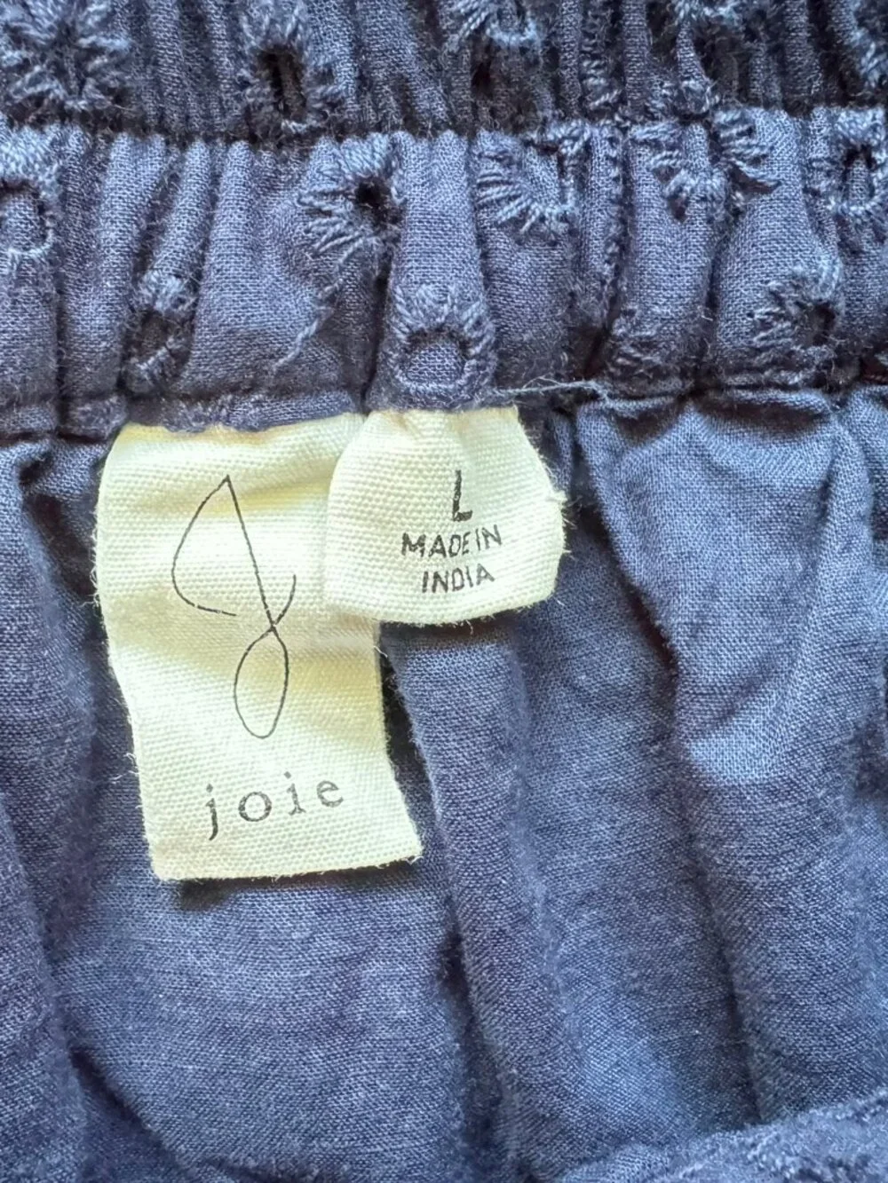 Joie Navy Dark Blue Cotton Eyelet Midi Tiered High Low Skirt sz L